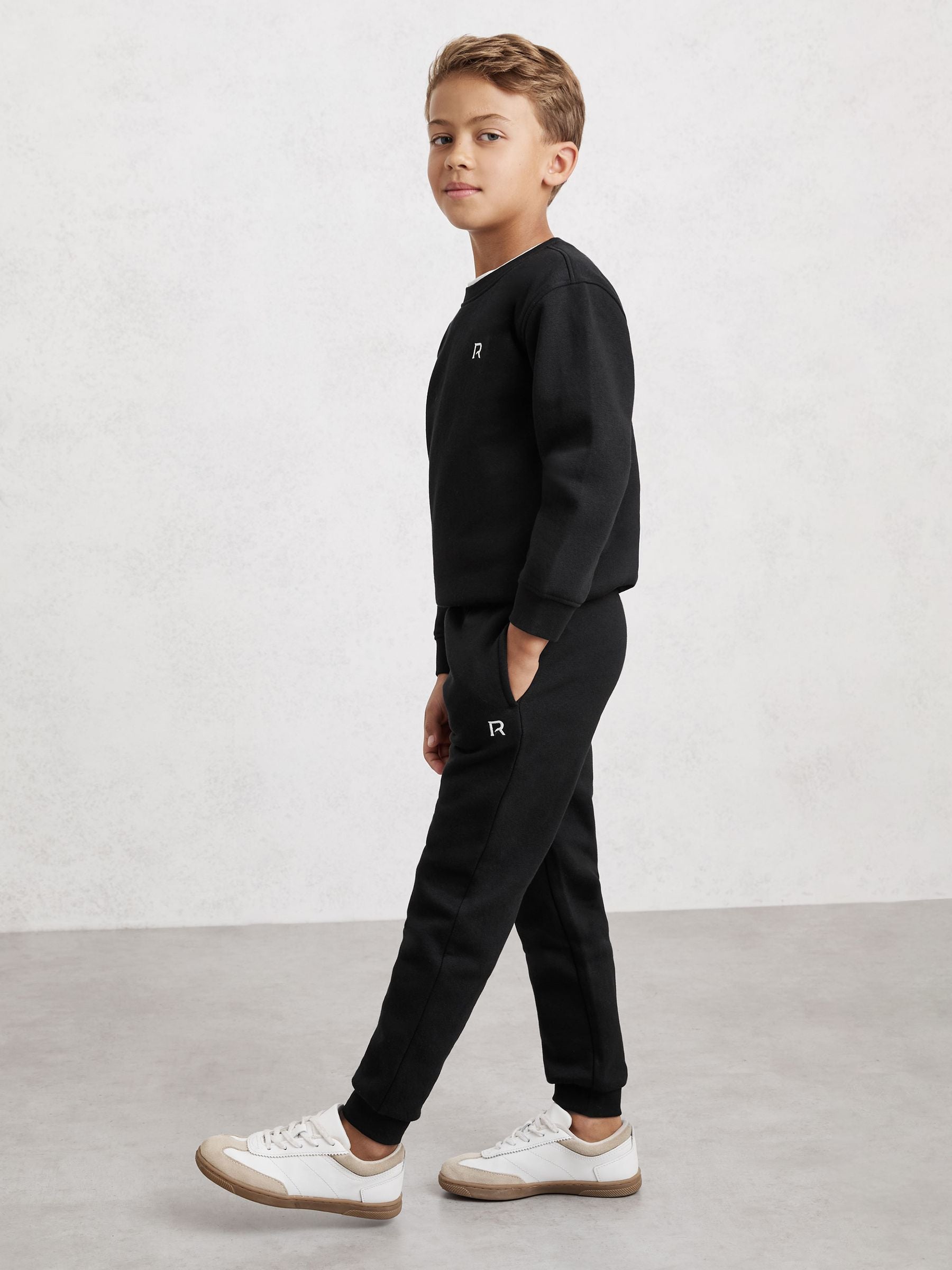 Reiss Black Avery 9-13 yrs Logo Sweatshirt and Joggers Set Cotton-Blend image 3