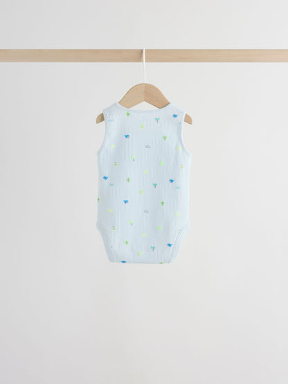 Green/Blue Vest Baby Bodysuits 5 Pack image 5