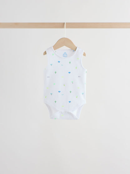 Green/Blue Vest Baby Bodysuits 5 Pack image 7