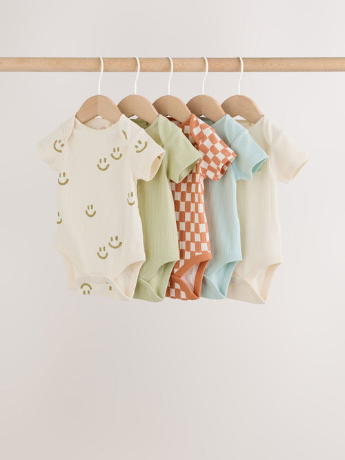 Multi Short Sleeve Baby Bodysuits 5 Pack image 1