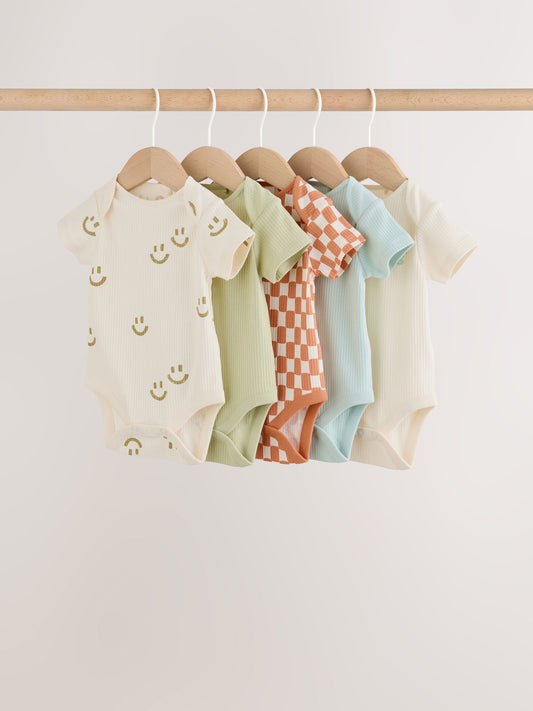 Multi Short Sleeve Baby Bodysuits 5 Pack image 1