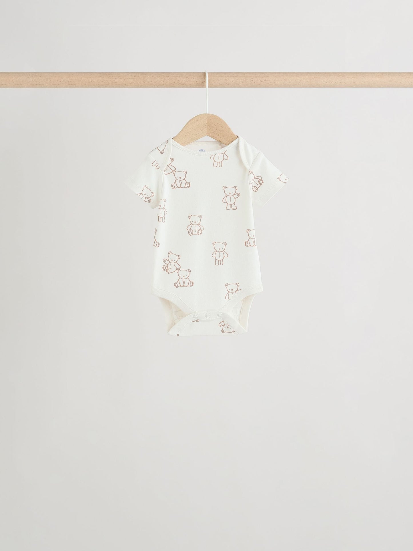 Blue/Ecru Bear Short Sleeve Baby Bodysuits 5 Pack image 7