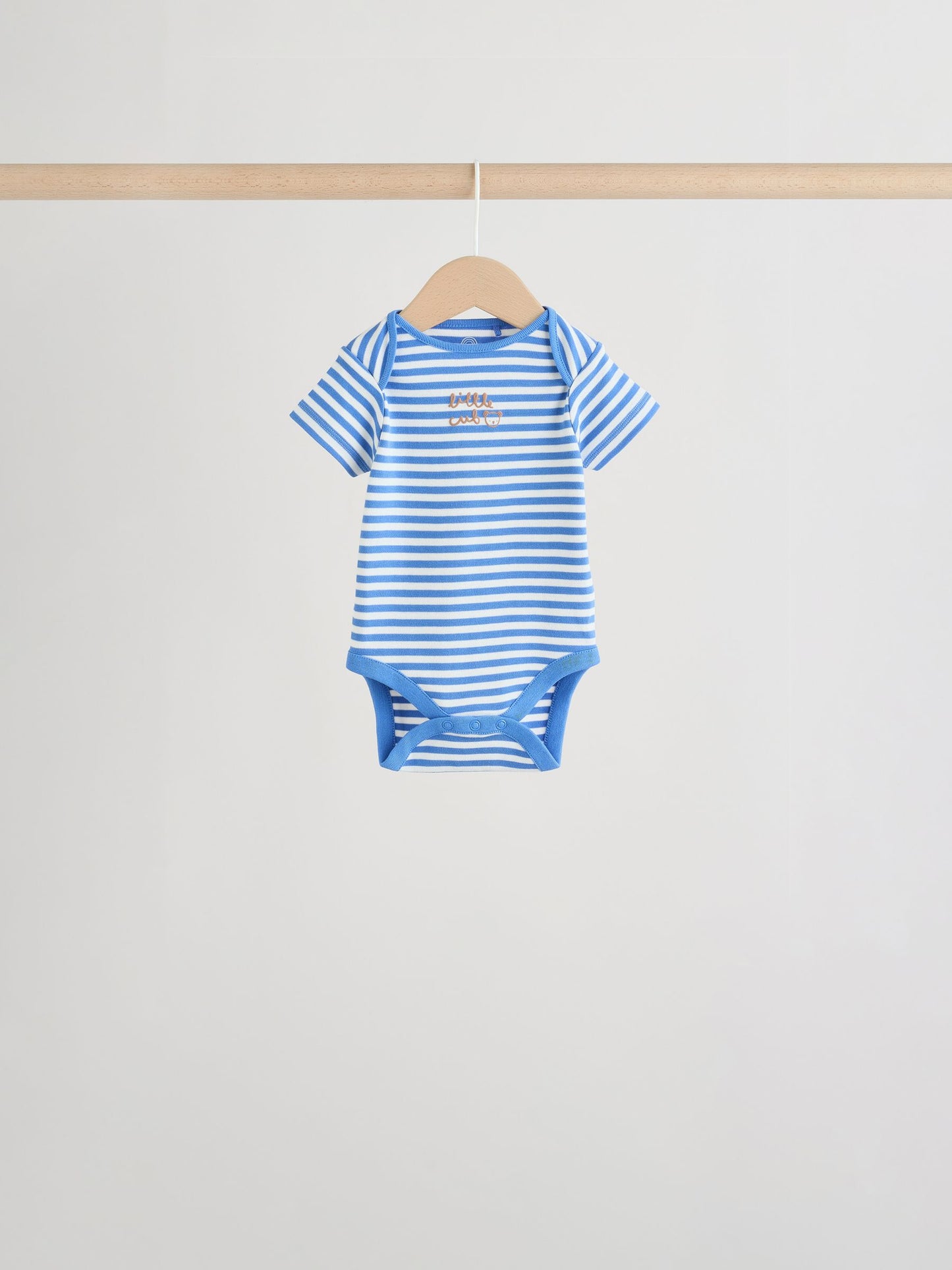 Blue/Ecru Bear Short Sleeve Baby Bodysuits 5 Pack image 8