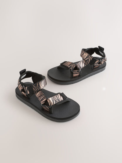 Black Zebra Print Trekker Sandals image 1