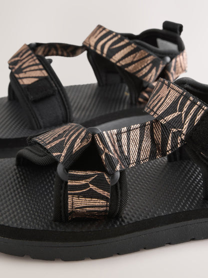 Black Zebra Print Trekker Sandals image 5