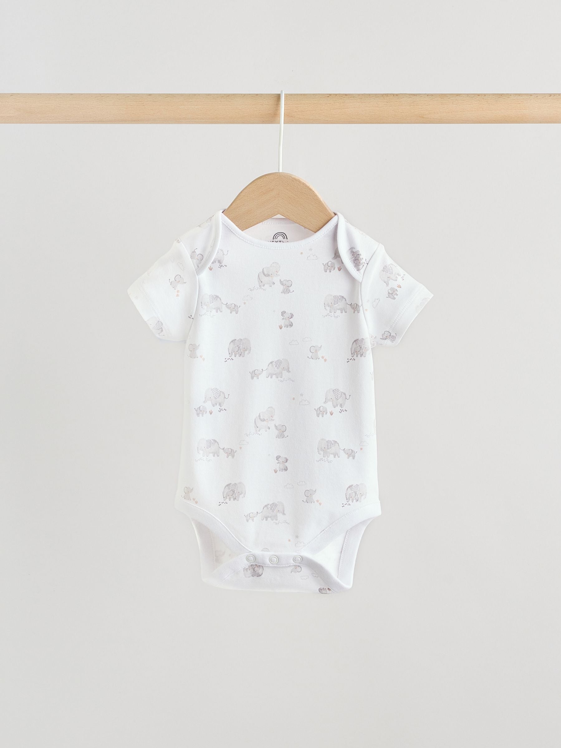 Grey Elephant Short Sleeve Baby Bodysuits 5 Pack image 3