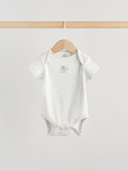 Grey Elephant Short Sleeve Baby Bodysuits 5 Pack image 6