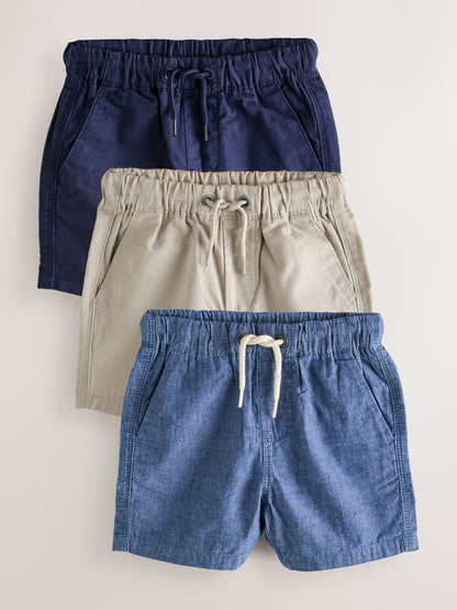 Dsiney Kidz - Navy/Stone/Chambray Blue Pull On Shorts 3 Pack (3mths-7yrs) image 1