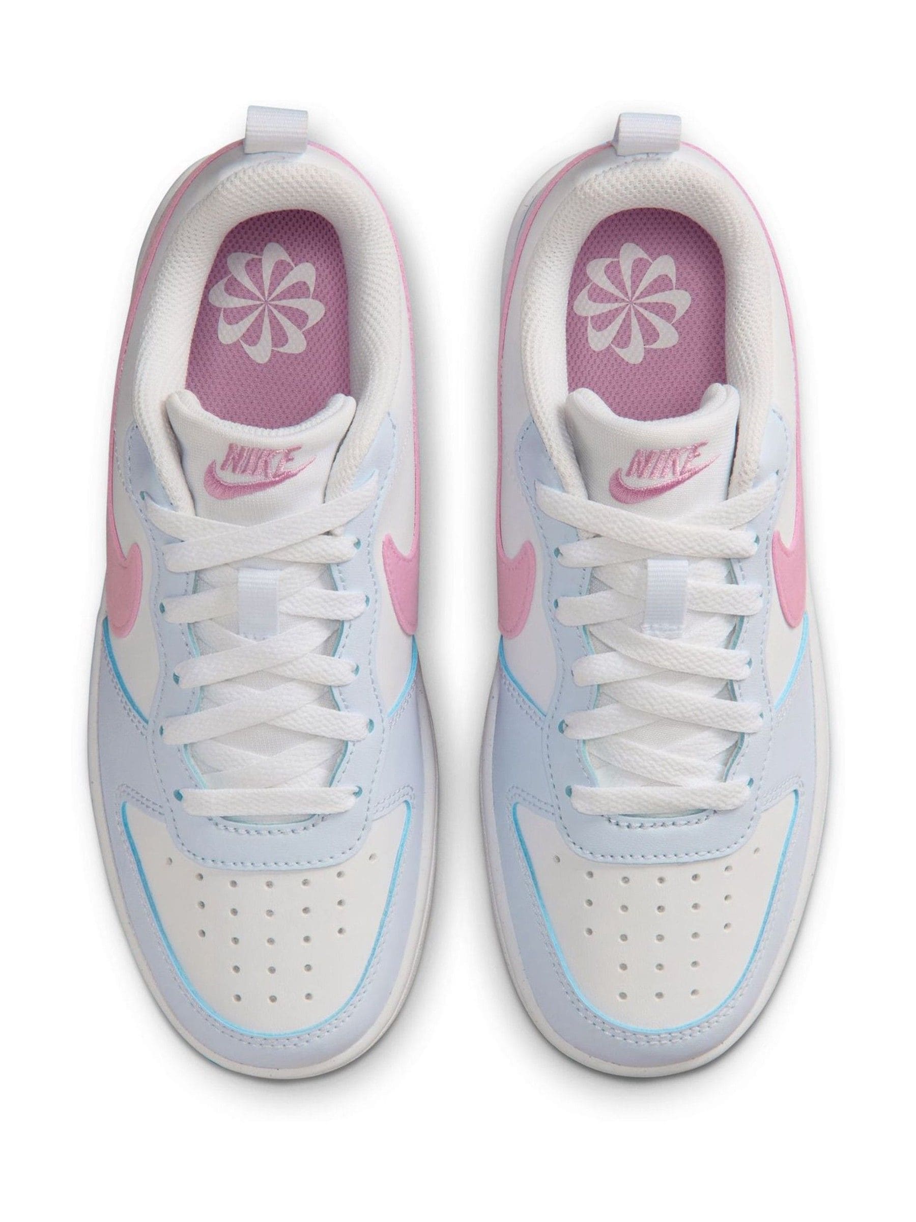 Nike White/Pink Grey Youth Court Borough Low Recraft Trainers image 7
