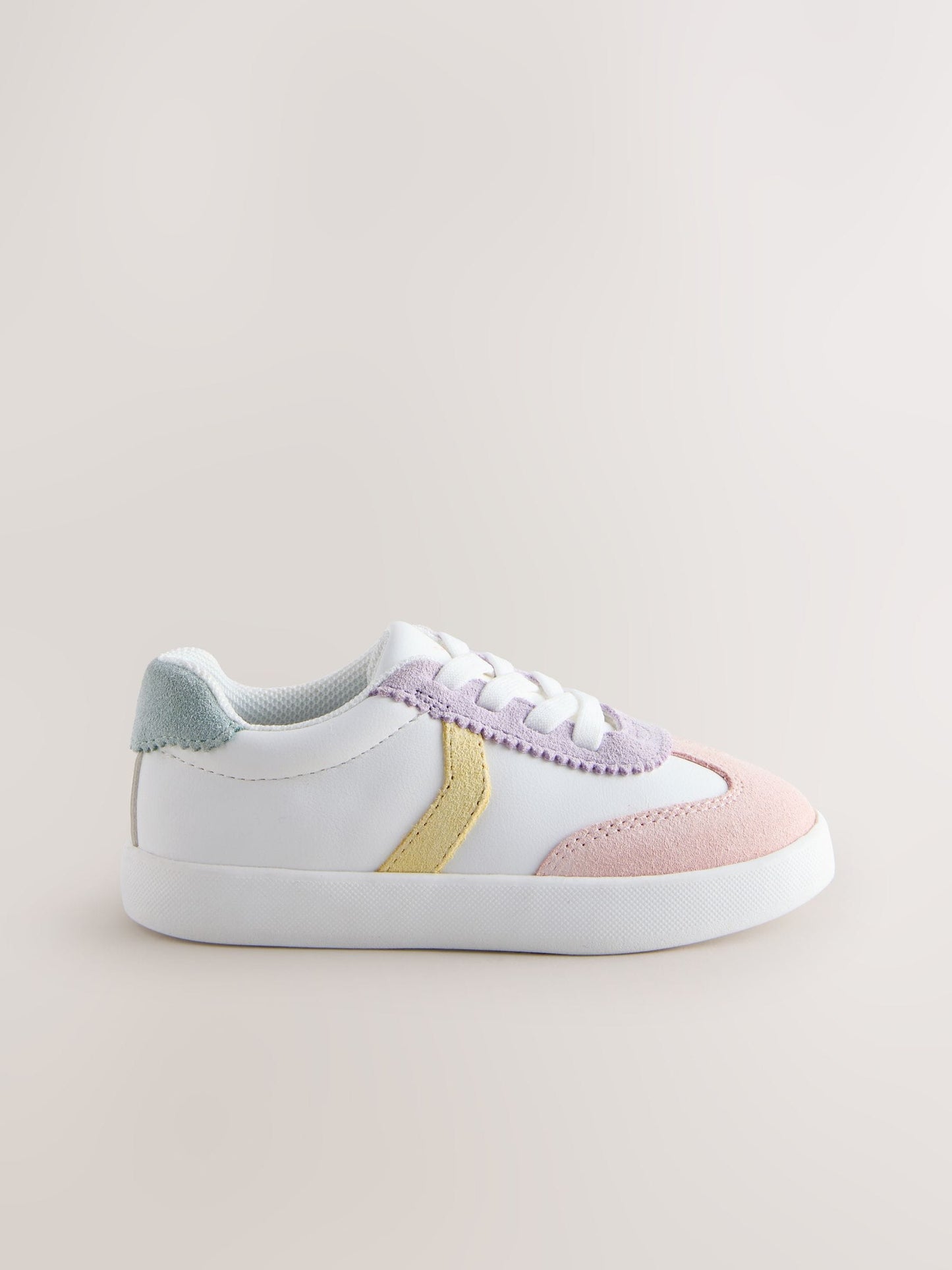 Multi Pastel Elastic Lace Retro Trainers image 3