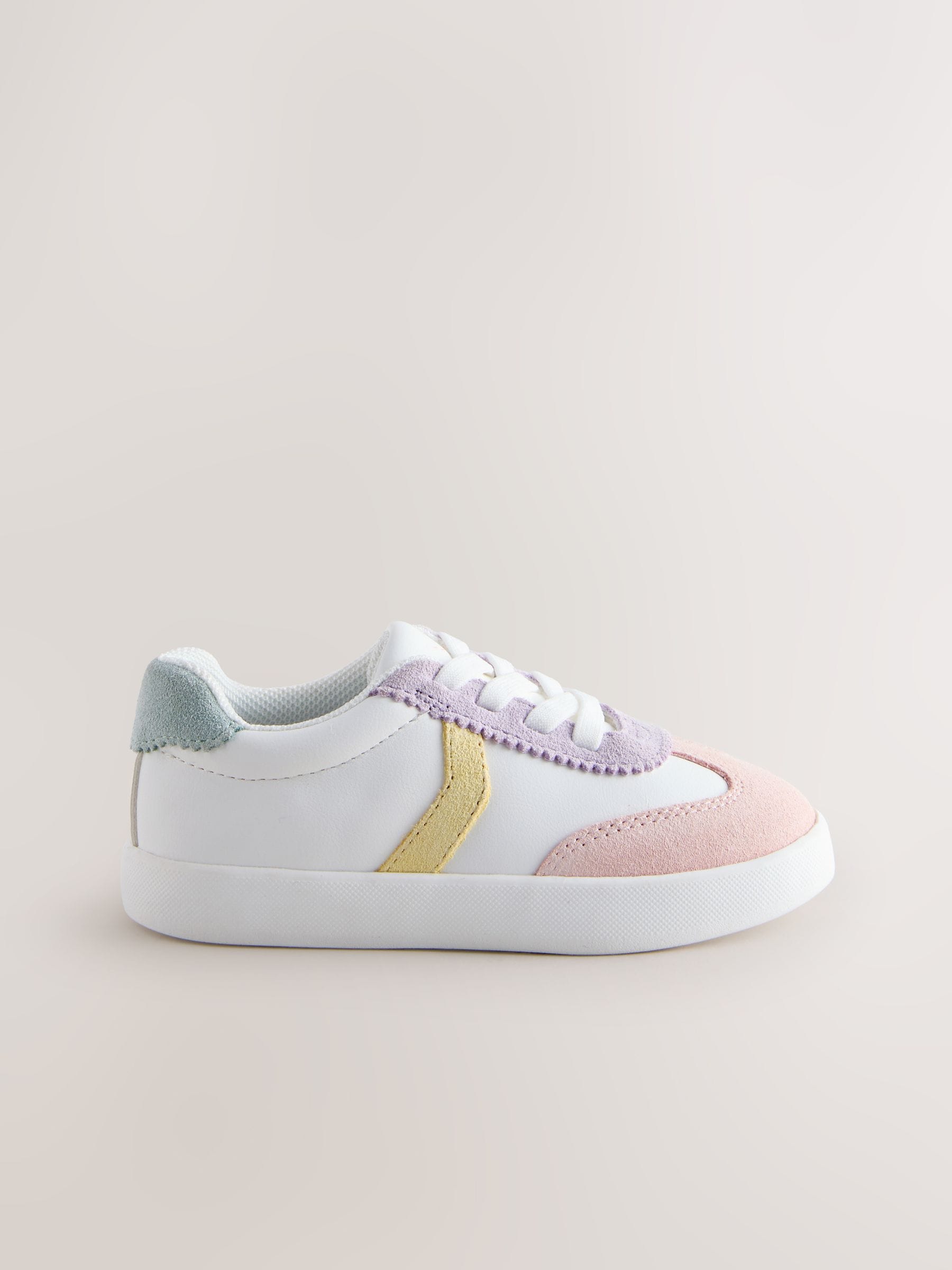 Multi Pastel Elastic Lace Retro Trainers image 3