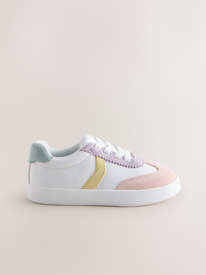 Multi Pastel Elastic Lace Retro Trainers image 3