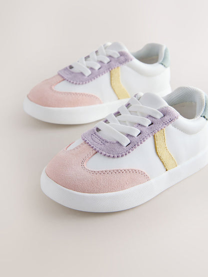 Multi Pastel Elastic Lace Retro Trainers image 4