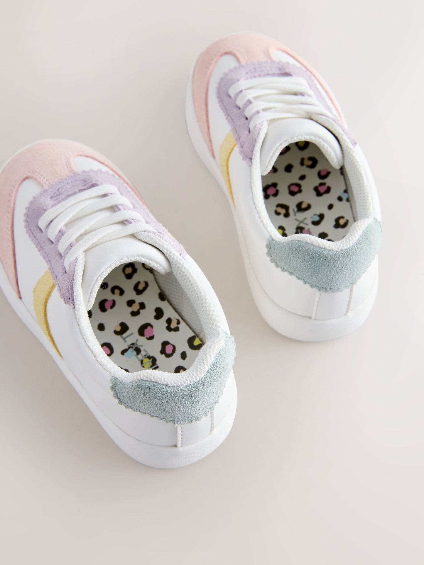 Multi Pastel Elastic Lace Retro Trainers image 5
