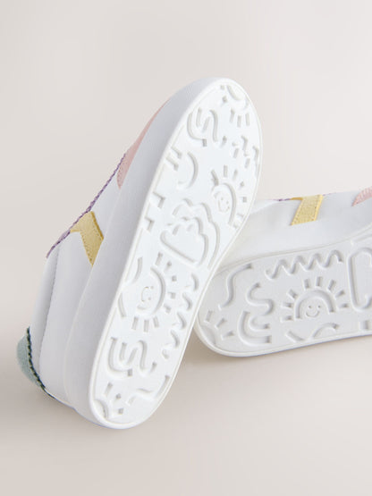 Multi Pastel Elastic Lace Retro Trainers image 6
