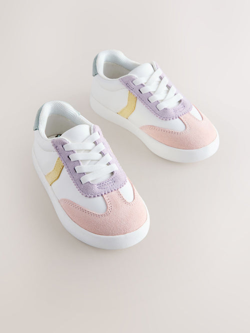 Multi Pastel Elastic Lace Retro Trainers image 1