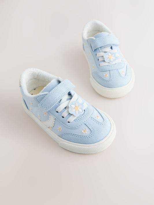 Blue Daisy Standard Fit (F) Touch Fastening Elastic Lace Trainers image 1