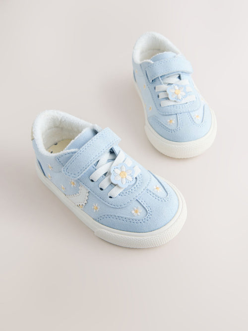 Blue Daisy Standard Fit (F) Touch Fastening Elastic Lace Trainers image 1