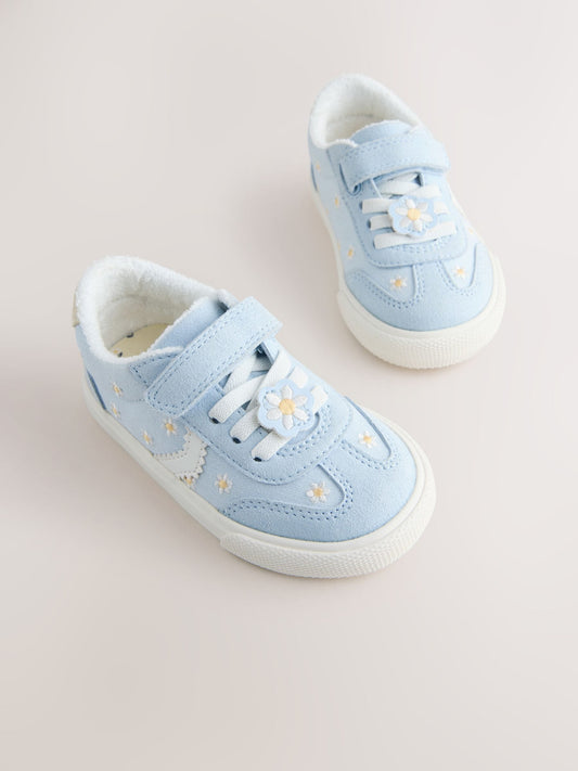 Blue Daisy Standard Fit (F) Touch Fastening Elastic Lace Trainers image 2