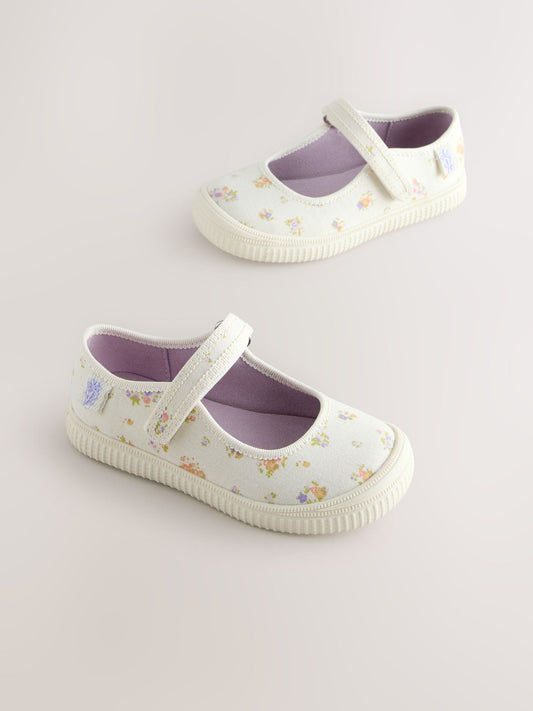 Cream Floral Touch Fastening Mary Janes Shoes image 1