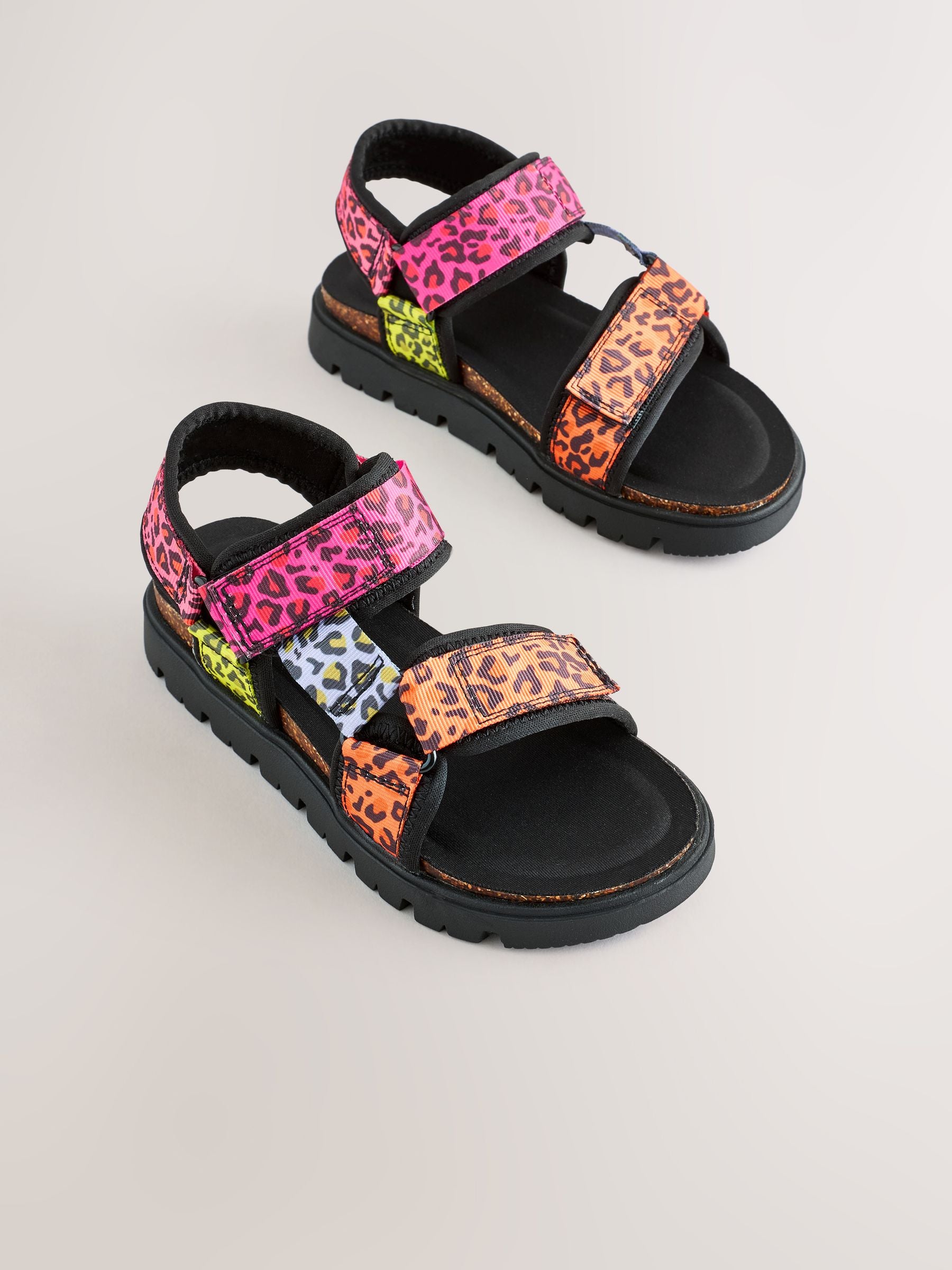 Fluro Leopard Print Chunky Trekker Sandals image 1