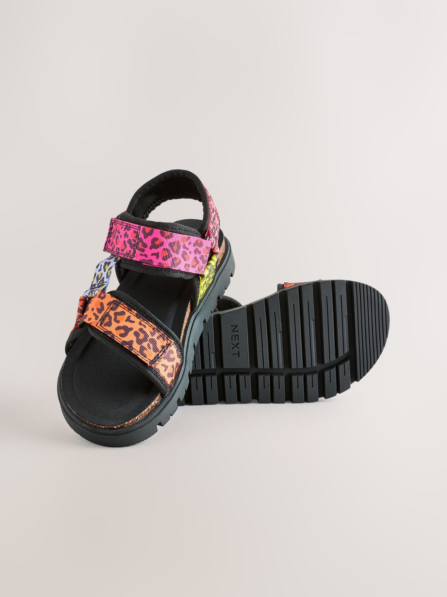 Fluro Leopard Print Chunky Trekker Sandals image 3