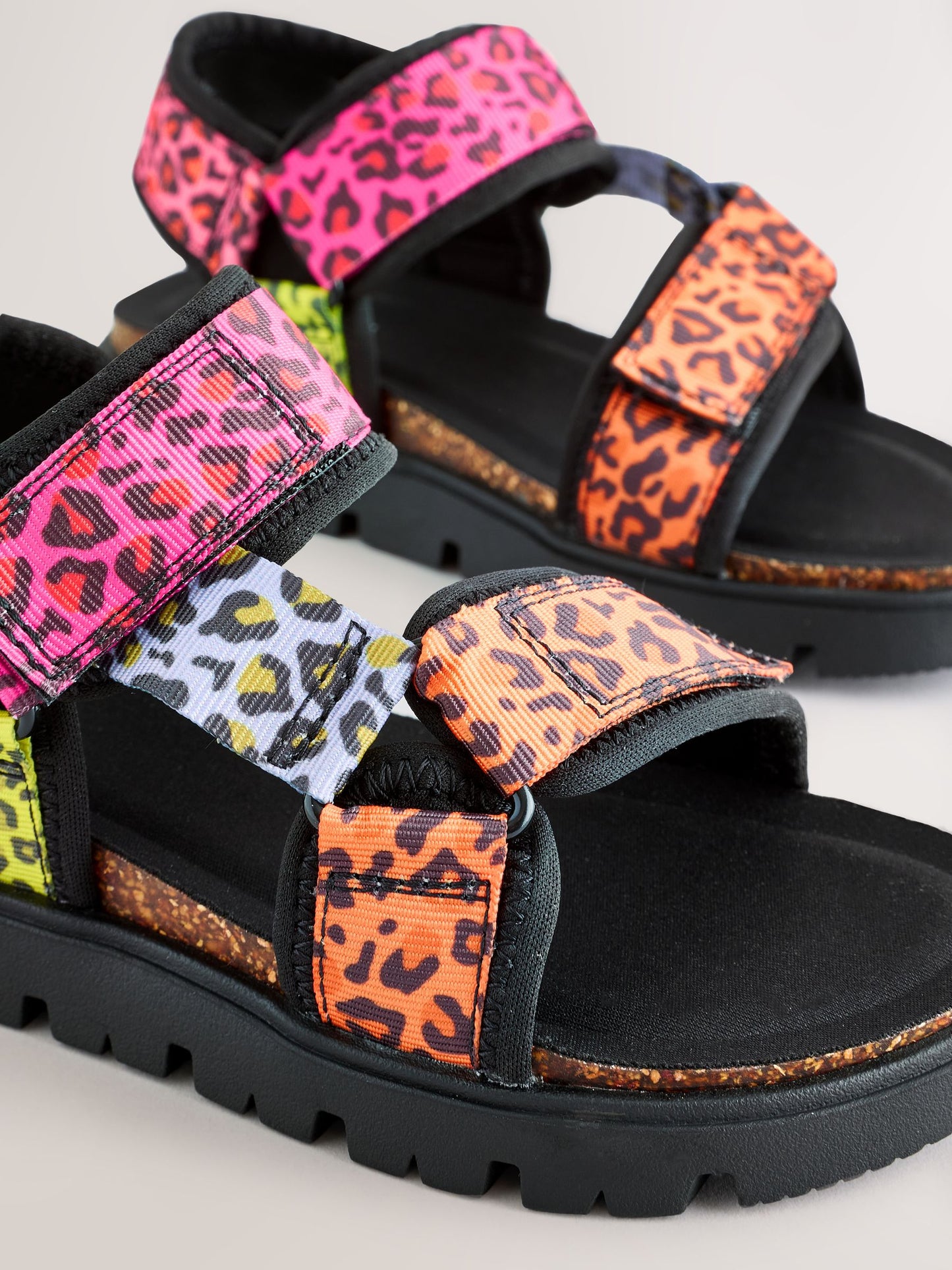 Fluro Leopard Print Chunky Trekker Sandals image 4