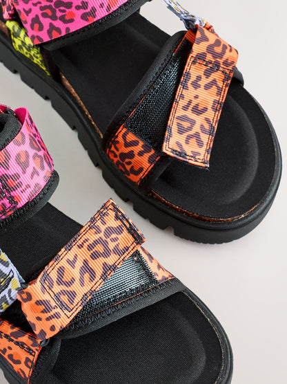 Fluro Leopard Print Chunky Trekker Sandals image 5