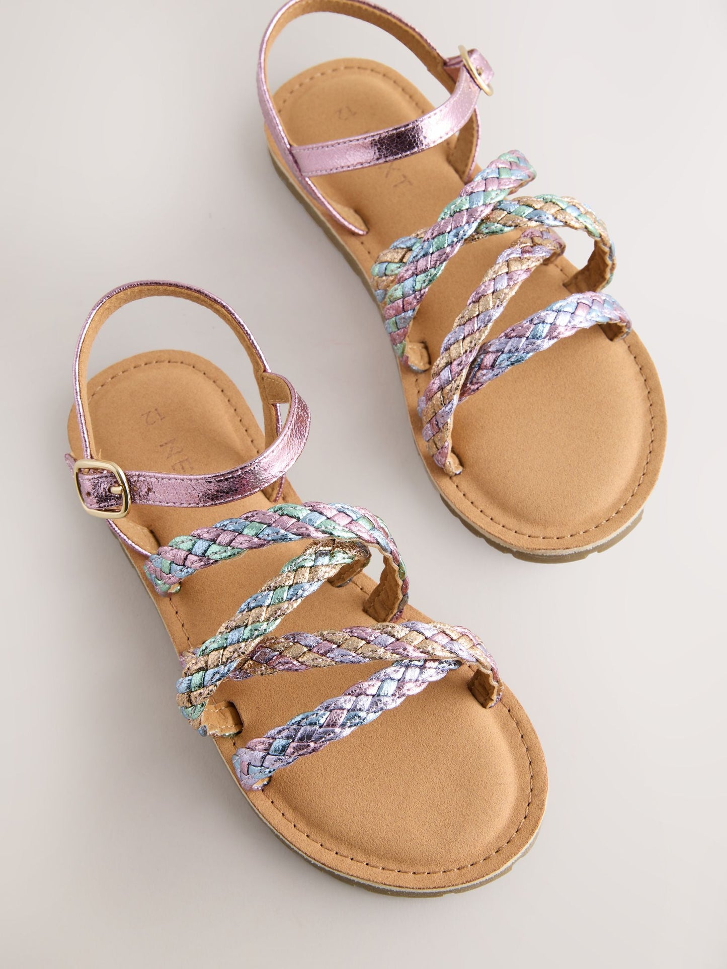 Pastel Metallic Plaited Strappy Sandals image 2