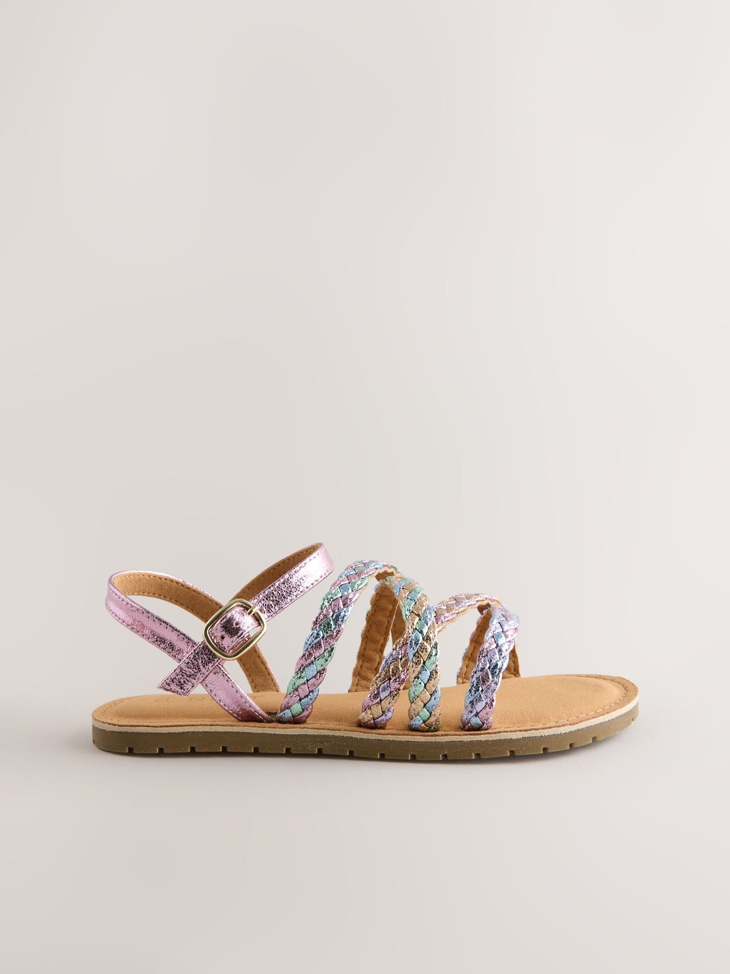 Pastel Metallic Plaited Strappy Sandals image 3