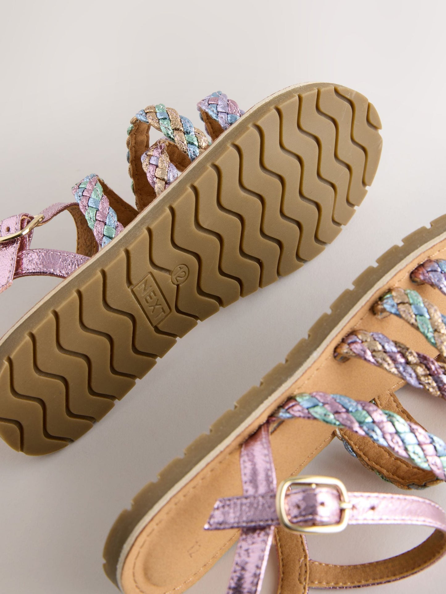 Pastel Metallic Plaited Strappy Sandals image 4