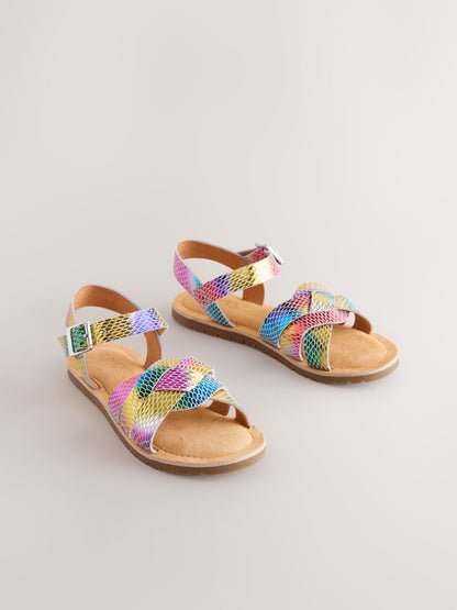 Rainbow Wide Fit (G) Leather Woven Sandals image 1