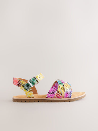 Rainbow Wide Fit (G) Leather Woven Sandals image 3