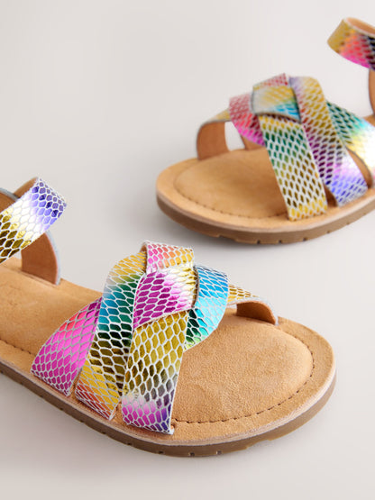 Rainbow Wide Fit (G) Leather Woven Sandals image 5