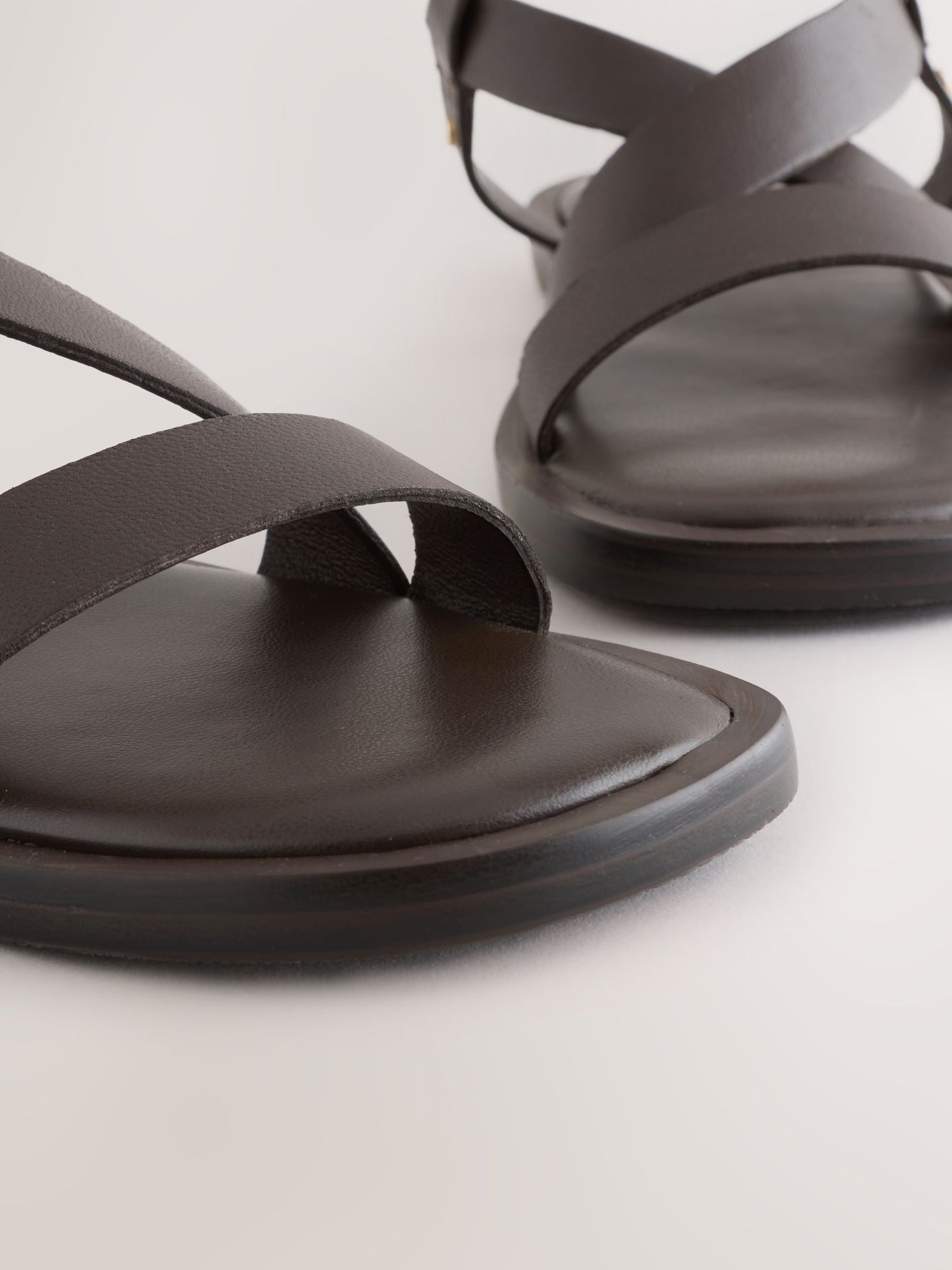 Chocolate Brown Leather Strappy Sandals image 4