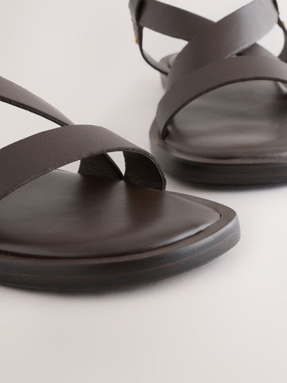 Chocolate Brown Leather Strappy Sandals image 4