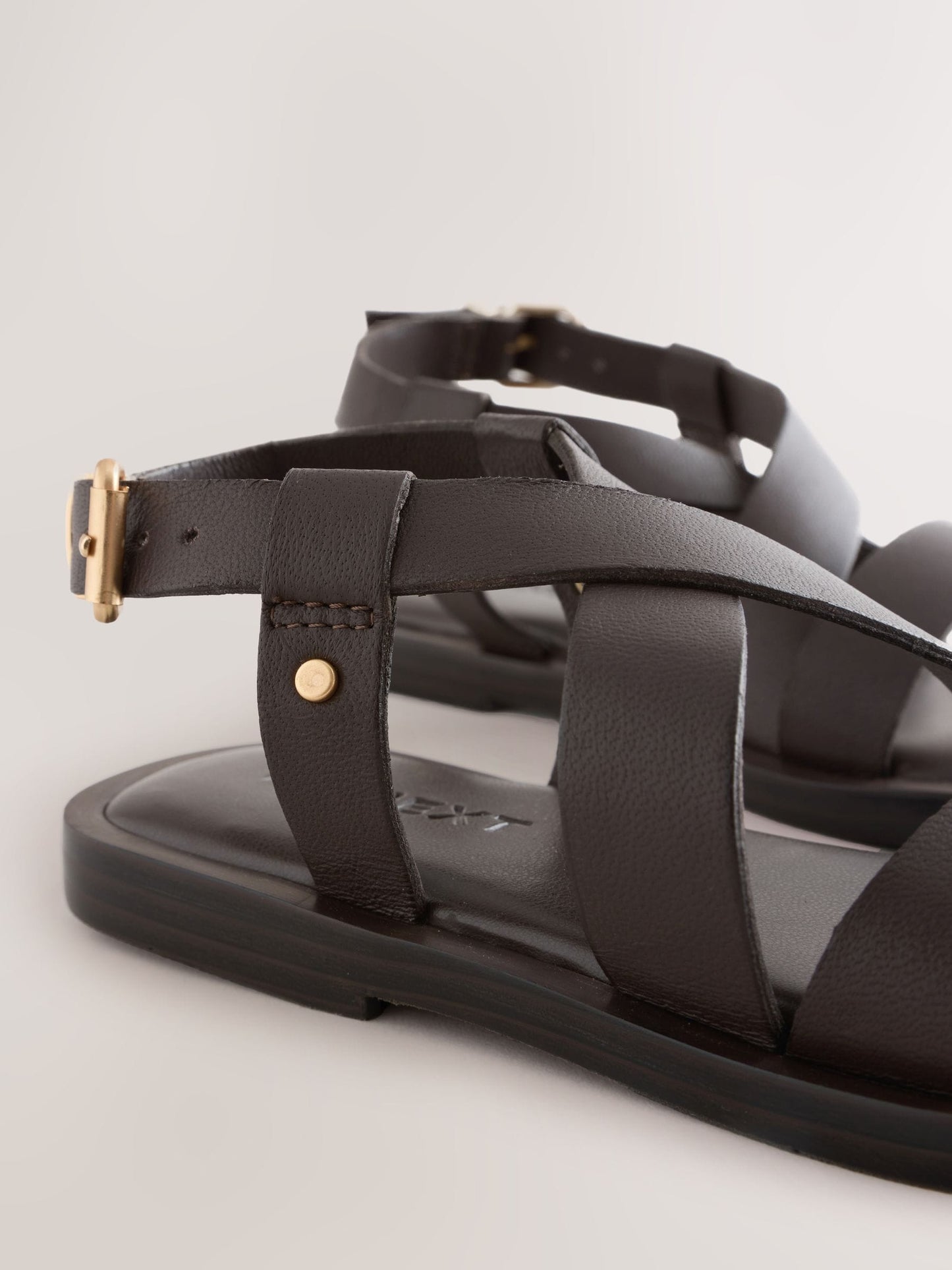 Chocolate Brown Leather Strappy Sandals image 5