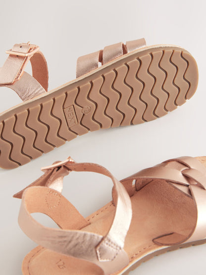 Rose Gold Standard Fit (F) Leather Woven Sandals image 5