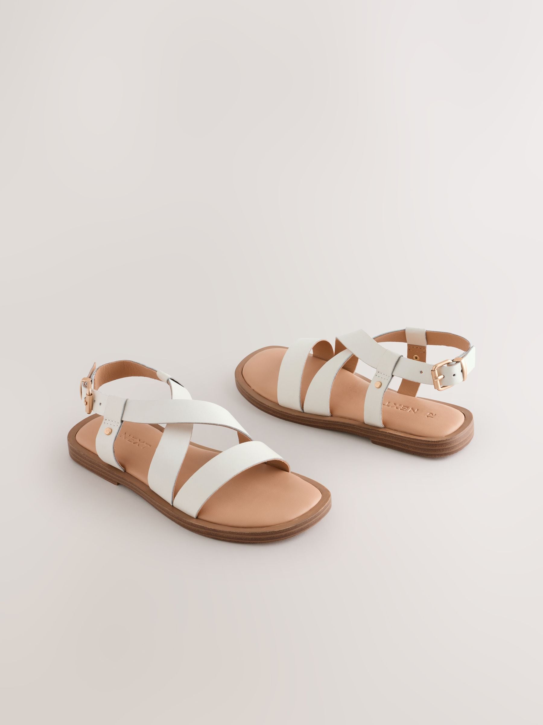 White Leather Strappy Sandals image 1