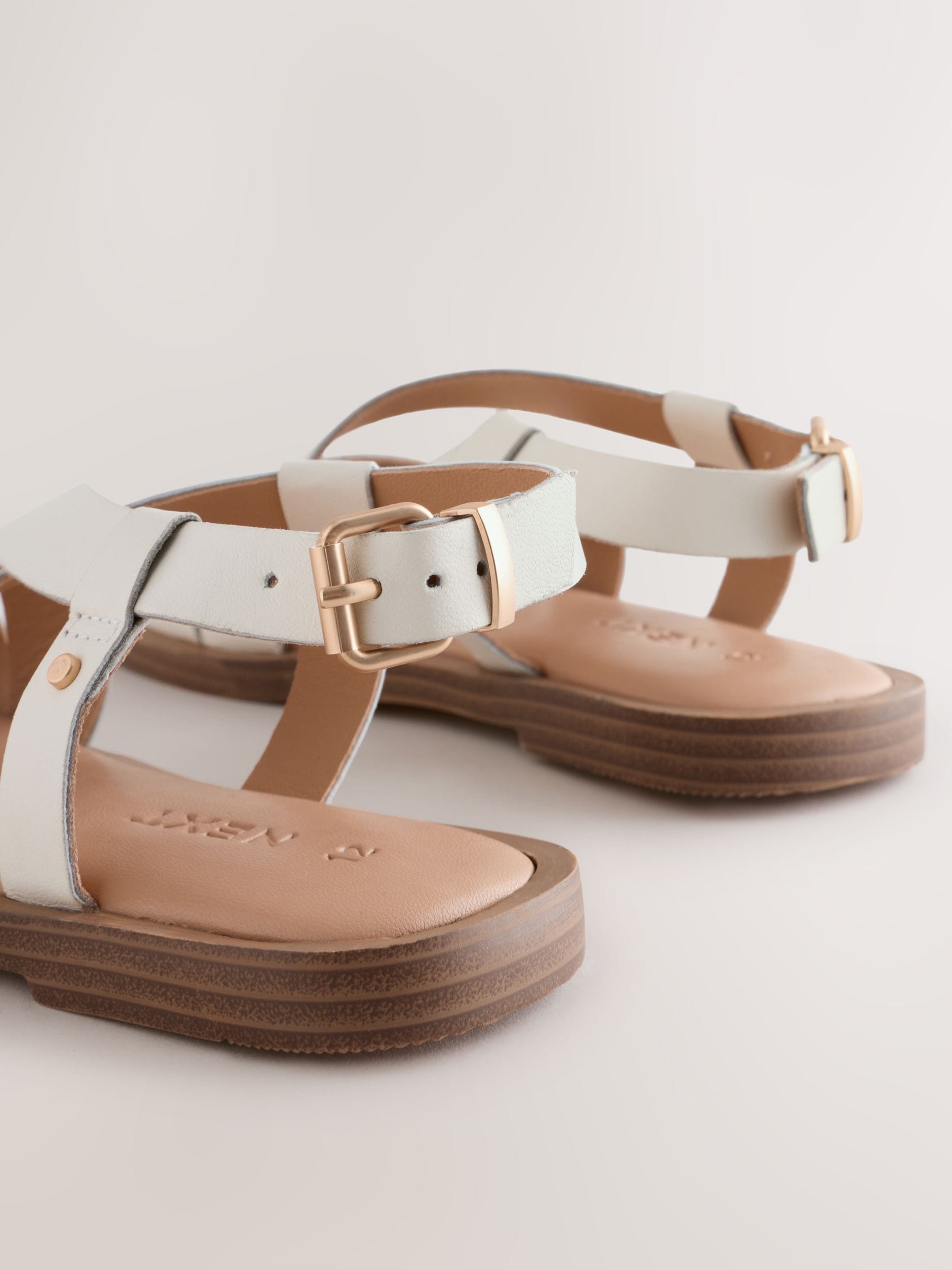 White Leather Strappy Sandals image 3