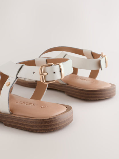 White Leather Strappy Sandals image 3