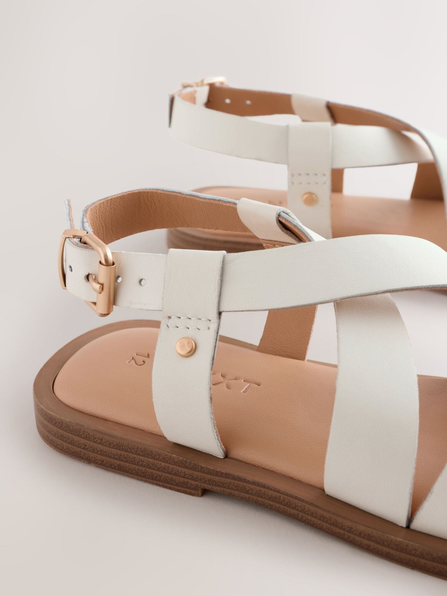 White Leather Strappy Sandals image 5