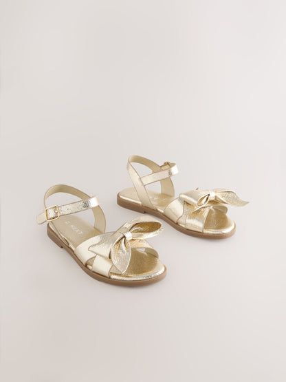 Gold Colour Bow Sandals image 1