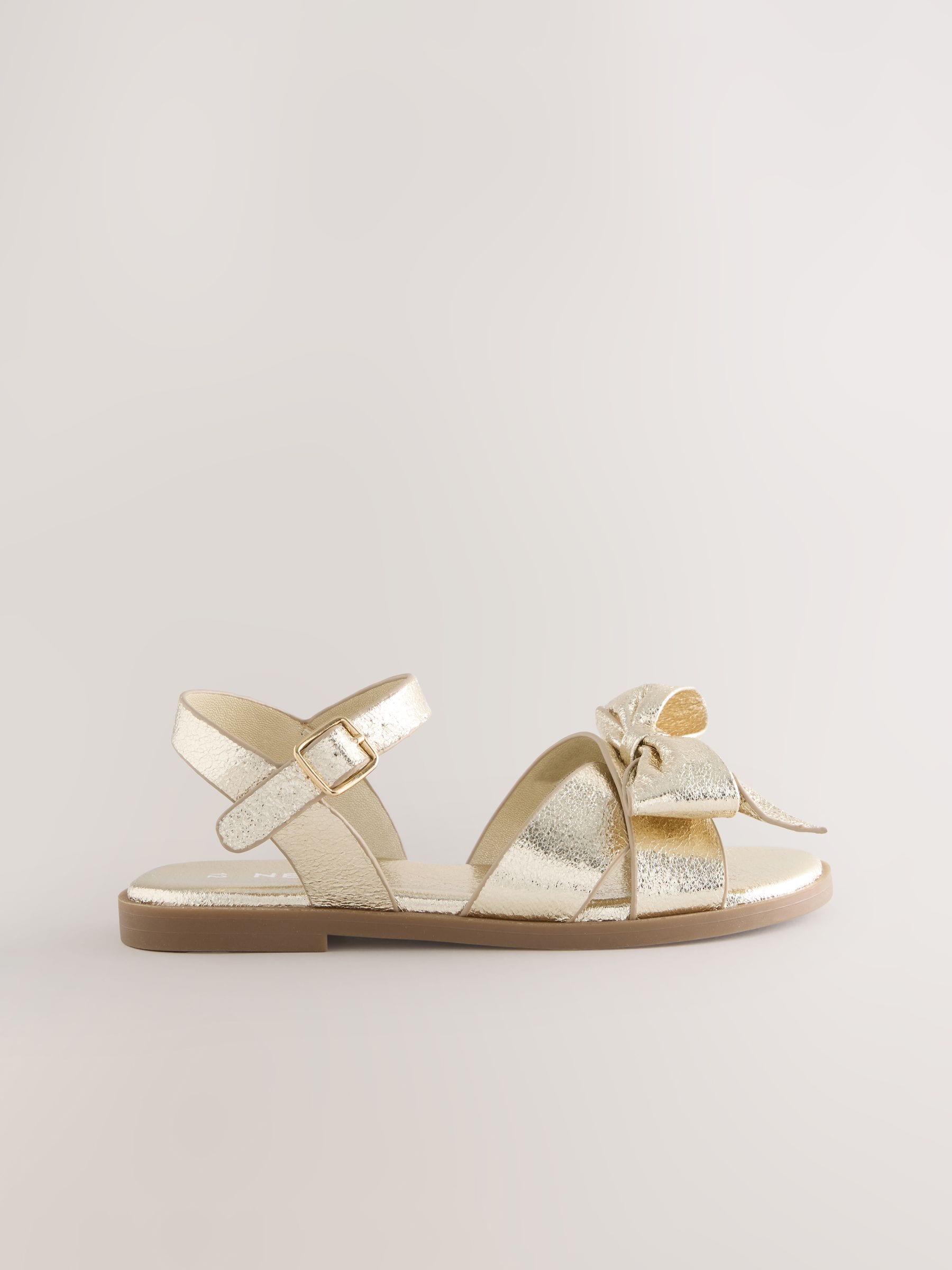 Gold Colour Bow Sandals image 4