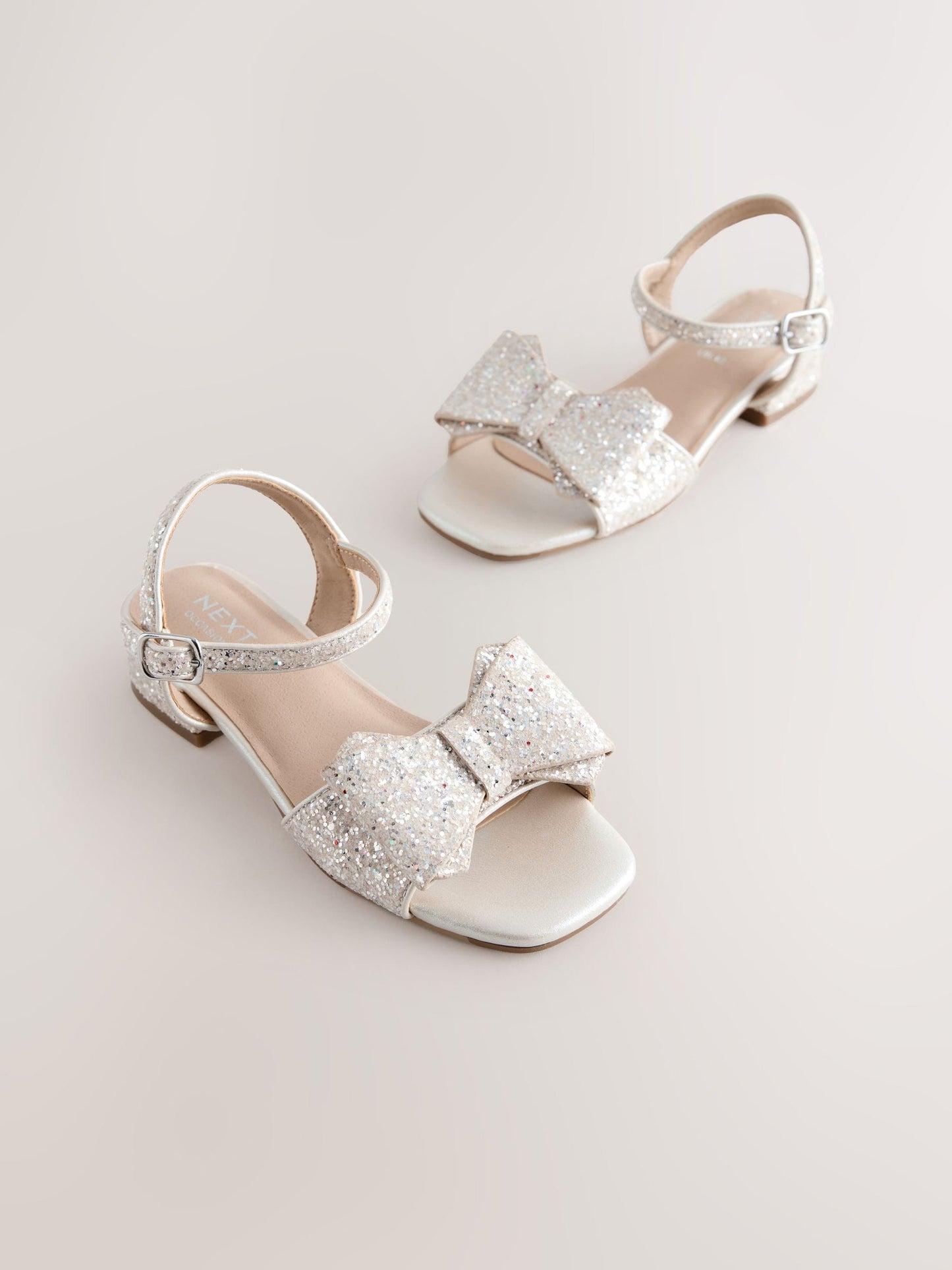 Ivory Glitter Bow Heeled Sandals image 1