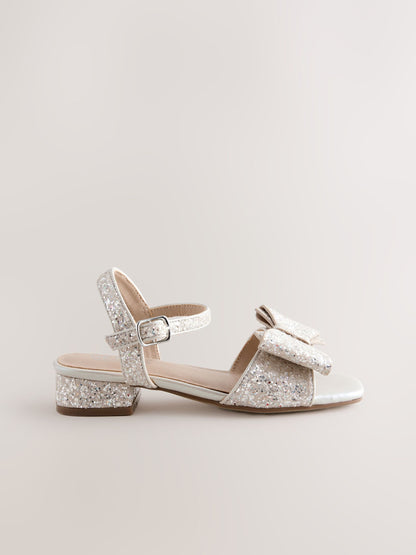 Ivory Glitter Bow Heeled Sandals image 2