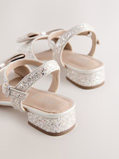 Ivory Glitter Bow Heeled Sandals image 3