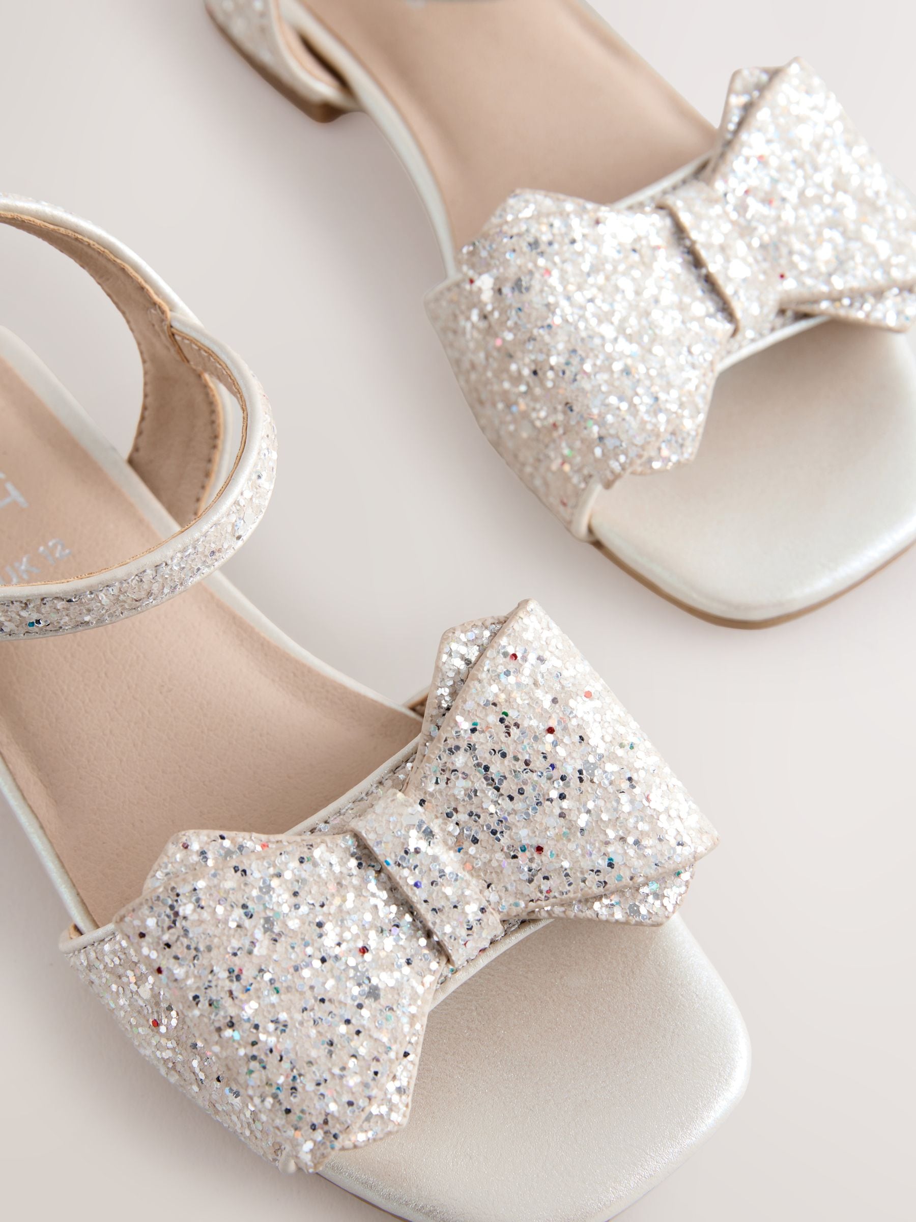 Ivory Glitter Bow Heeled Sandals image 4