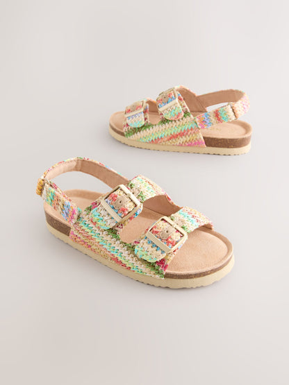 Rainbow Raffia Standard Fit (F) Touch and Close Corkbed Sandals image 1