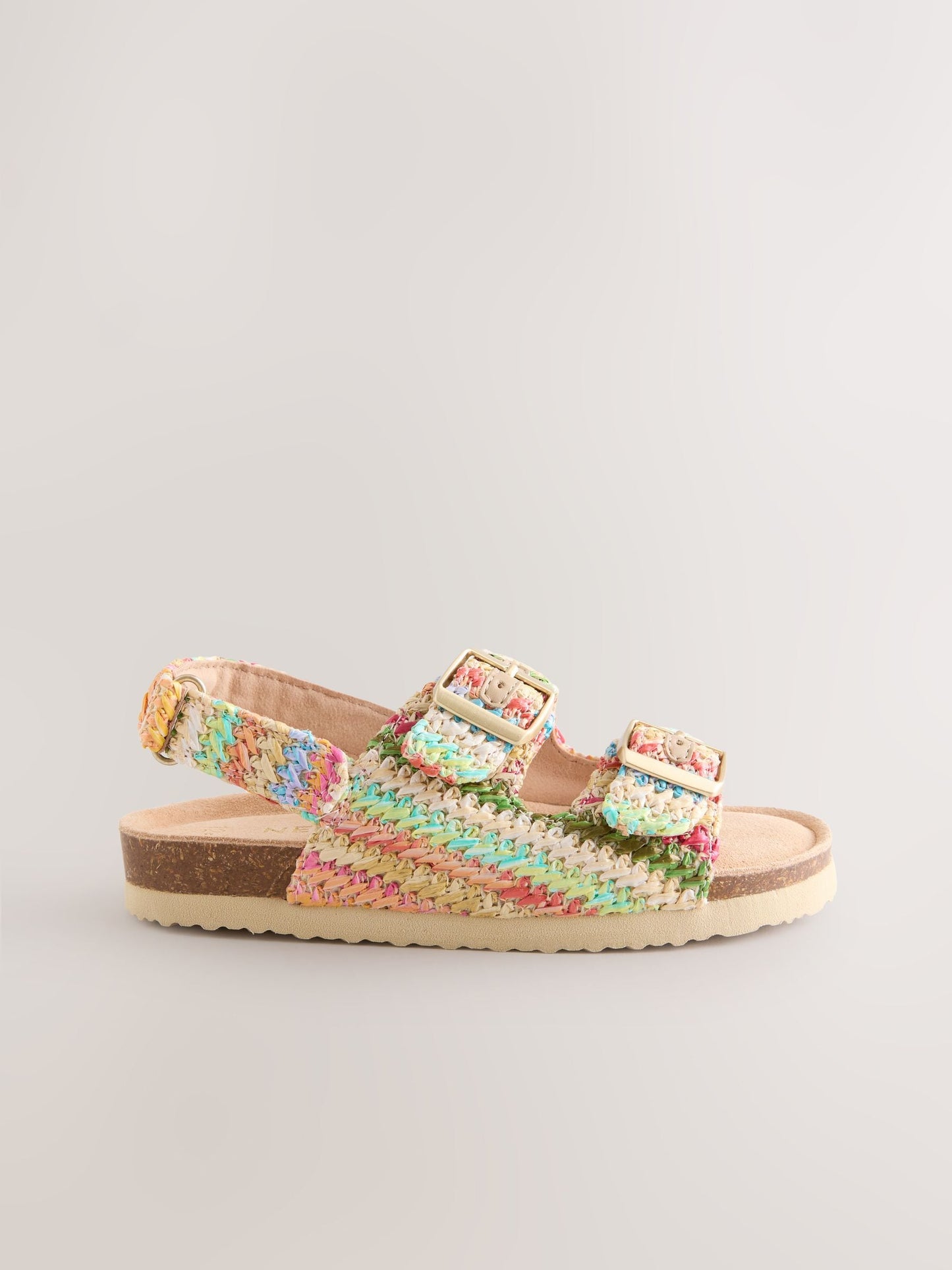 Rainbow Raffia Standard Fit (F) Touch and Close Corkbed Sandals image 2